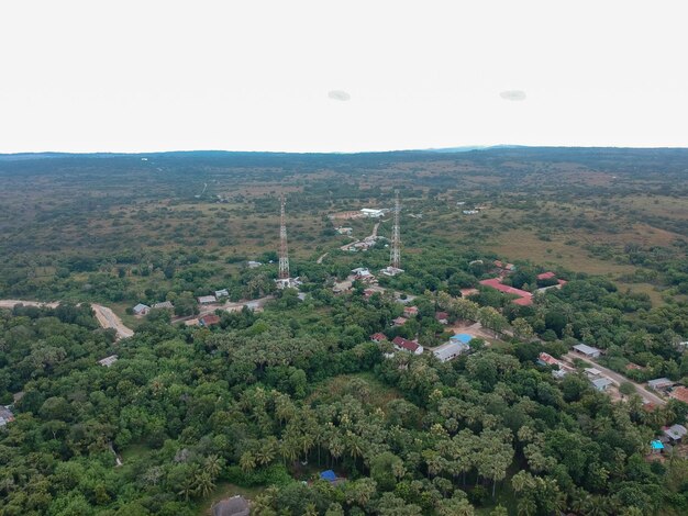 Aerial view a village in Indonesia