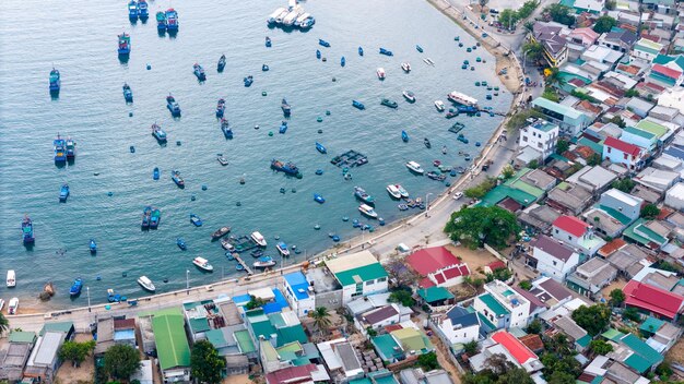 Aerial view of Vinh Hy bay Nui Chua national park Ninh Thuan province Vietnam