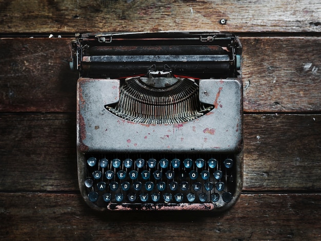 Aerial view of vintage typewriter