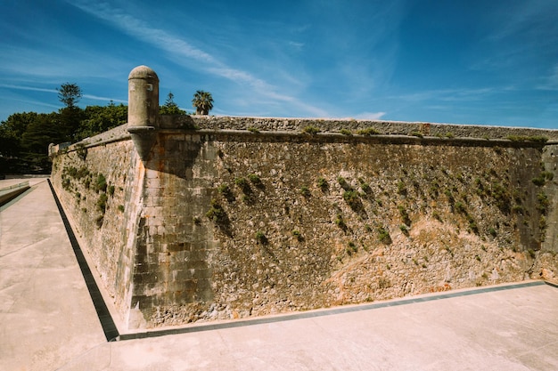 Aerial view of wall fortification at Cascais's citadel Portugal