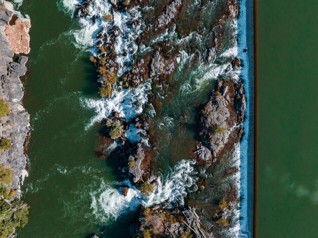 Photo aerial view of the water fall that the city of idaho falls id usa is named after