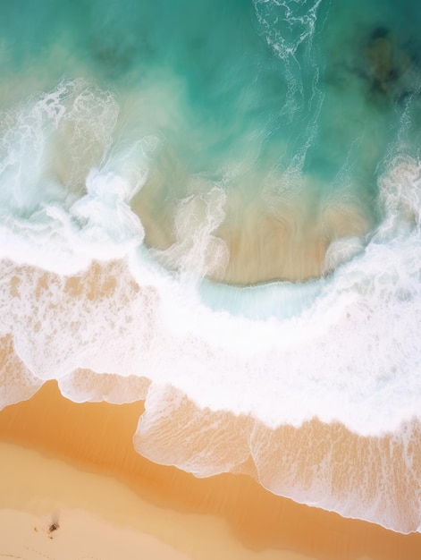 aerial view of waves on the beach