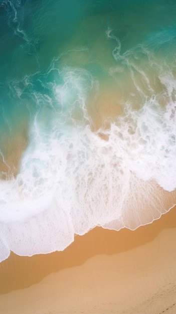 aerial view of waves on the beach