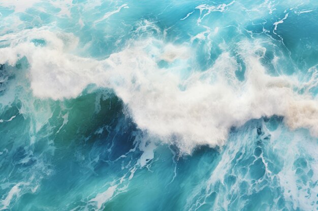 Воздушный вид волн в океане, брызгающий генеративным ИИ