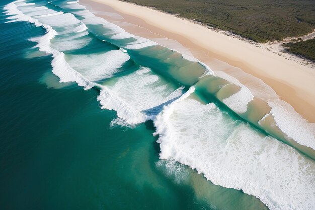 Aerial view of waves rolling on the shoreline Albany Western Australia Australia