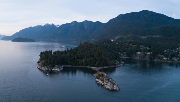 Aerial view of Whytecliff park in Horseshoe Bay