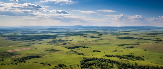 an aerial view of a wide open plain