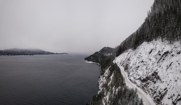 Photo aerial view of winter canadian landscape