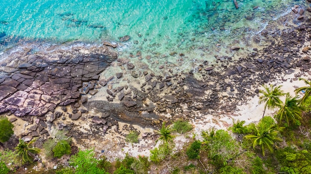 Aerial view with sea and beach