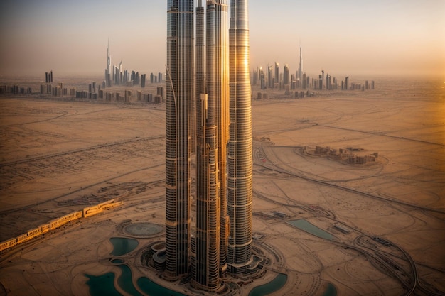 aerial view of world skyscrapers burj khalifa tower united arab emirates Dubai