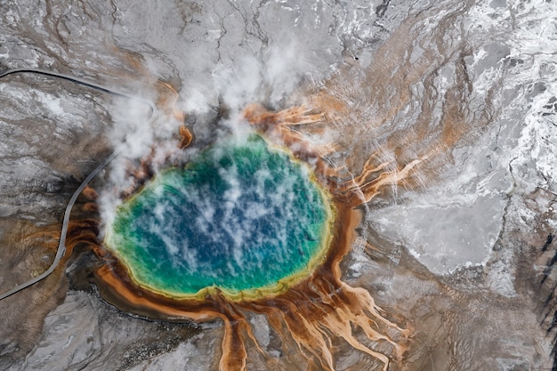 Aerial view of Yellowstone national park