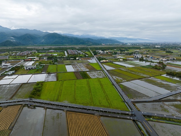 Photo aerial view of the yilan countryside in taiwan