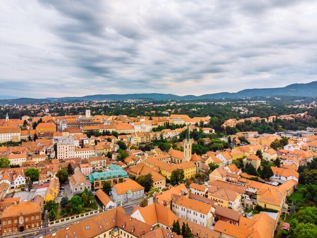 Aerial view of zagreb old city