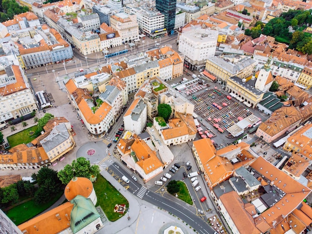 Aerial view of zagreb old city