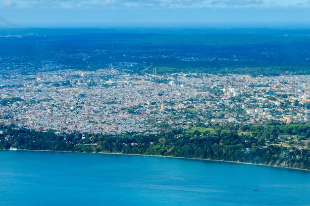 Aerial view of the Zanzibar city capital of Zanzibar island Unguja Tanzania