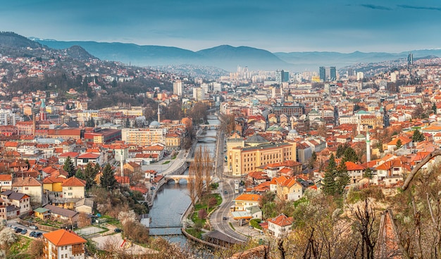 Premium Photo  Aerial views of Sarajevo reveal a tapestry of history 