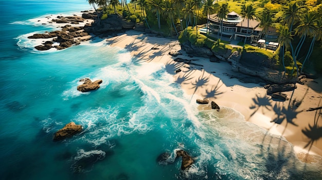 Aerial views of turquoise ocean shores