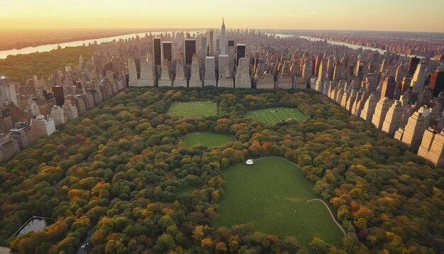 Aerial Helicopter Photo Over Central Park HD 8K ウォールペーパー ストックフォトグラフィック イメージ