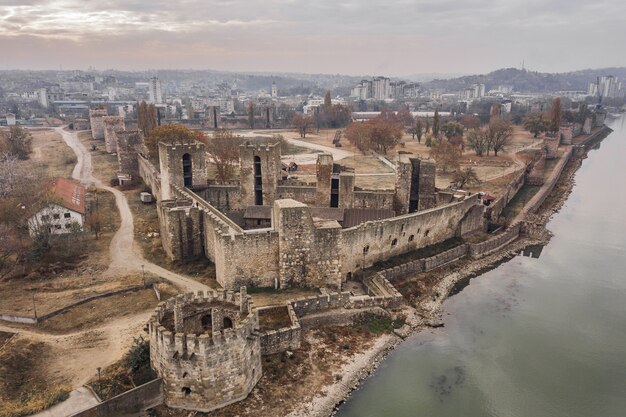 Aerialv view of Smederevo Fortress in Serbia