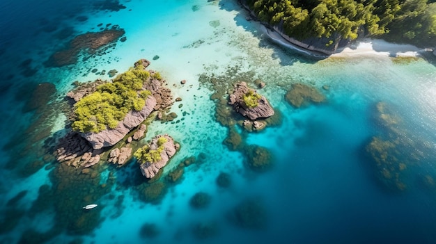 Aerielmening van tropisch strand