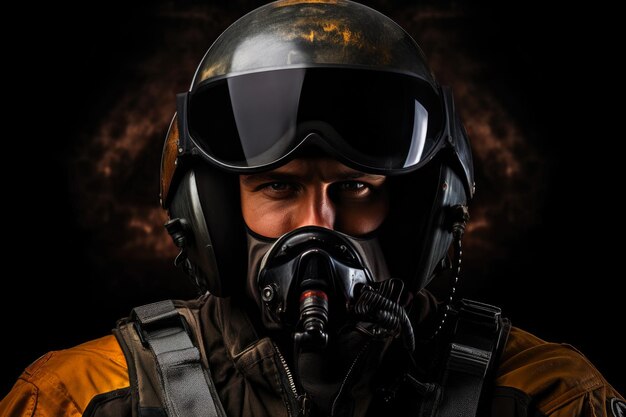 Aeronautic Aviator in Shadowed Flight Gear