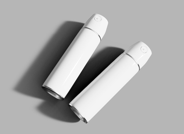 Aerosol Bottles Mockup on Grey Background