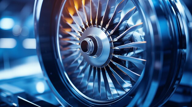 Aerospace Parts Concept Closeup van een Jet Engine Precision Engineering