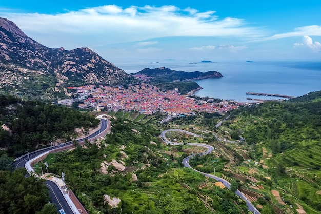 Aerospace Qingdao Coastline rural pastoral scenery