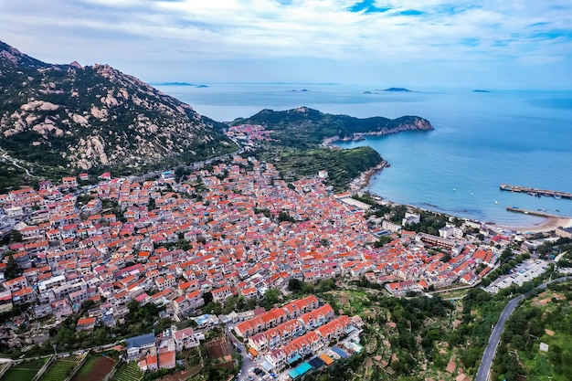 Aerospace Qingdao Coastline rural pastoral scenery