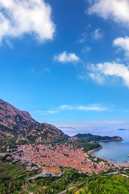 Aerospace Qingdao Coastline rural pastoral scenery