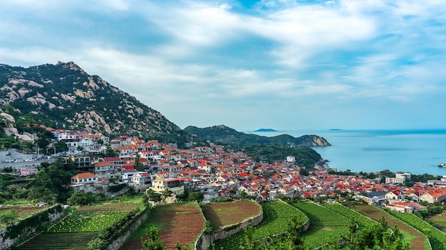 Aerospace Qingdao Coastline rural pastoral scenery