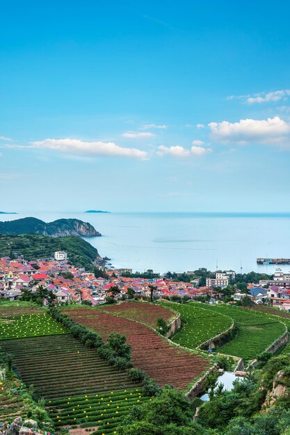 Aerospace Qingdao Coastline rural pastoral scenery