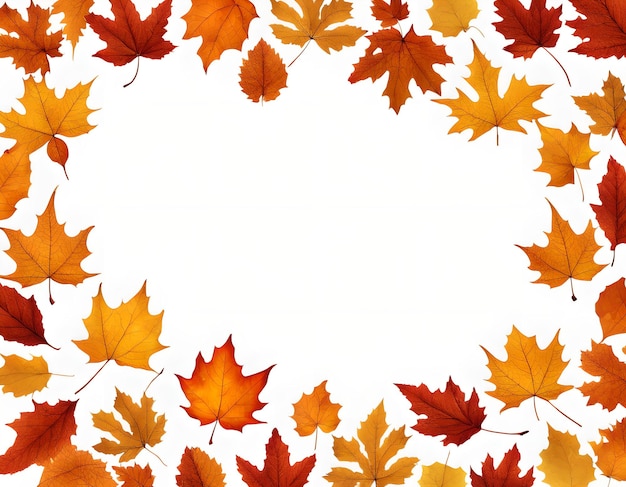 Aestetic Fall Leaves Border with blank white space in the center