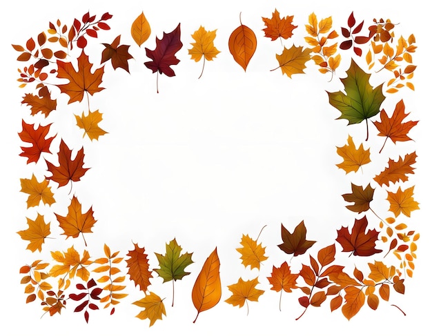 Aestetic Fall Leaves Border with blank white space in the center