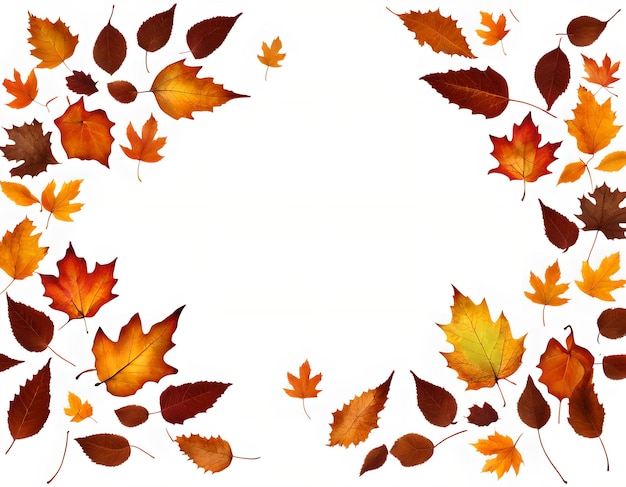 Aestetic Fall Leaves Border with blank white space in the center