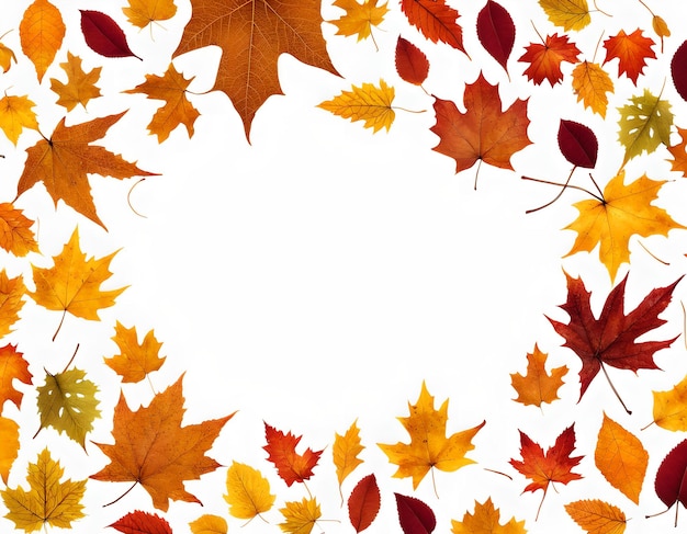 Aestetic Fall Leaves Border with blank white space in the center