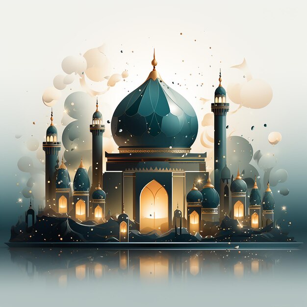 Aesthetic 3d mosque illustration