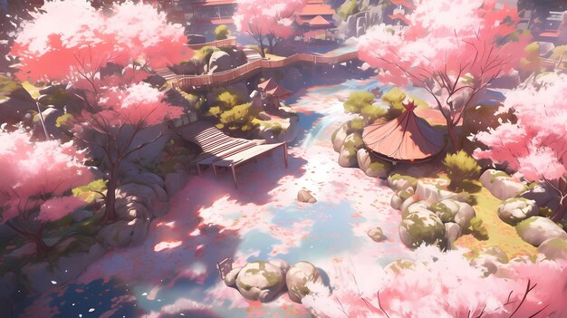 Premium AI Image  aesthetic anime backgrounds 4k high detail