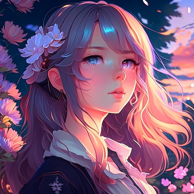 Premium AI Image | aesthetic anime girl pastel color