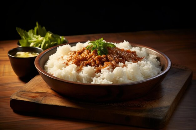 Aesthetic Appreciation Rice Bowl on a Wooden Tray ar 32