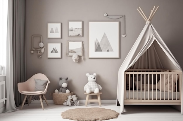 Aesthetic Baby Room Interior Created with Generative AI