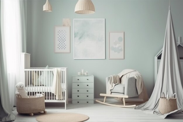 Aesthetic Baby Room Interior Created with Generative AI