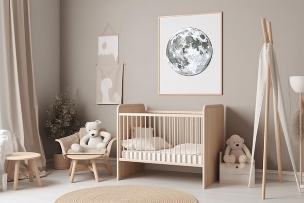 Aesthetic Baby Room Interior Created with Generative AI