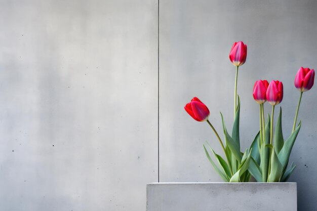 Foto equilibrio estetico tulipani e cemento