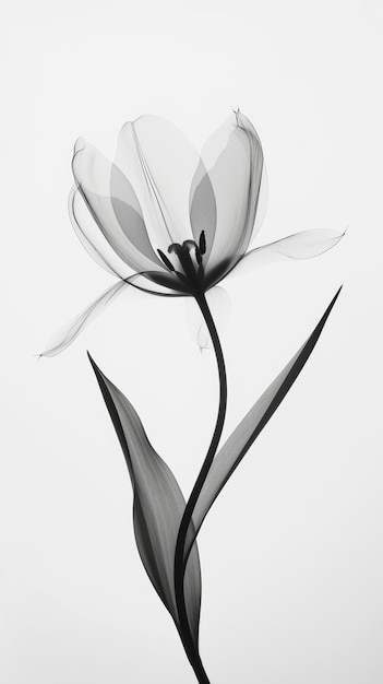 Aesthetic botanical xray of tulip Harmonious forms Minimalism concept Light color Generative AI