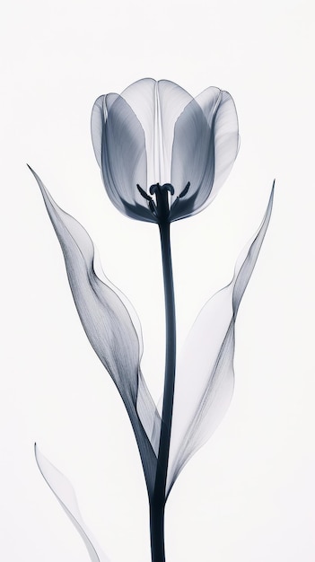 Эстетический ботанический рентген тюльпанов Гармоничные формы Минимализм концепция Светлый цвет Генеративный ИИ