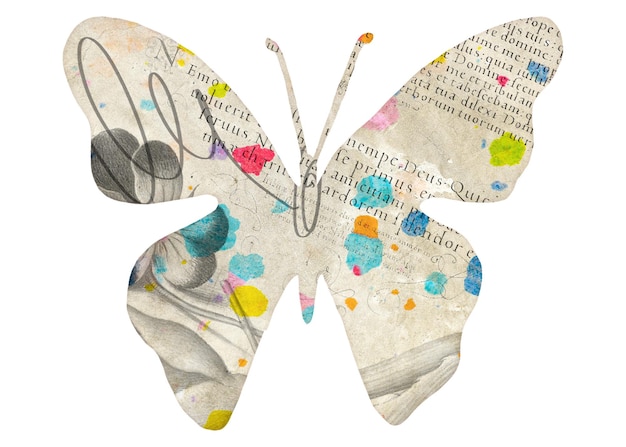 aesthetic butterfly png sticker vintage letter silhouette transparent background