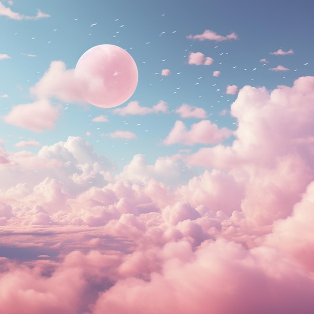 Photo aesthetic dreamy background with clouds and moon