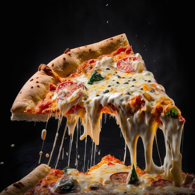 審美的な滴るおいしいピザのスライス ジェネレーティブ AI