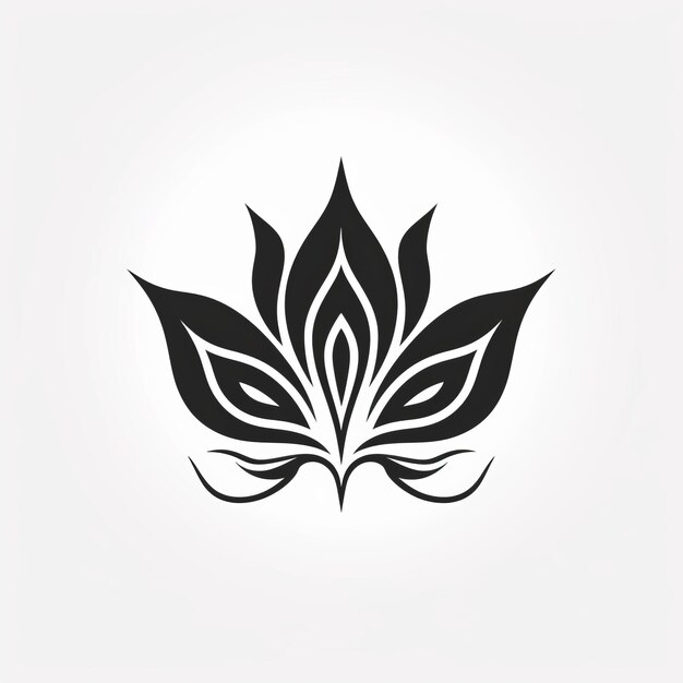 Photo aesthetic elegance intricate lotus bloom black and white peacock feather logo